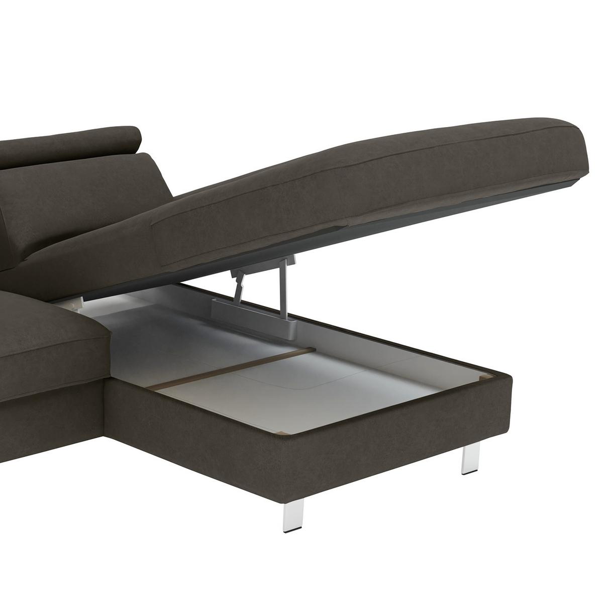 Ecksofa Elvis, Anthrazit S: 259x182 Cm - Anthrazit/Silberfarben, KONVENTIONELL, Textil (259/182cm) - Trendmanufaktur