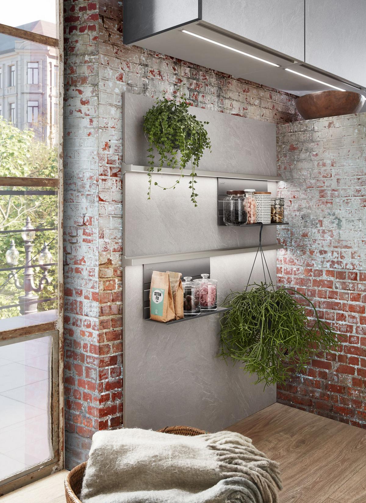 Einbauküche Ston Frei Planbar Modern, Grifflos - Eichefarben/Anthrazit, MODERN, Holzwerkstoff - Vertico