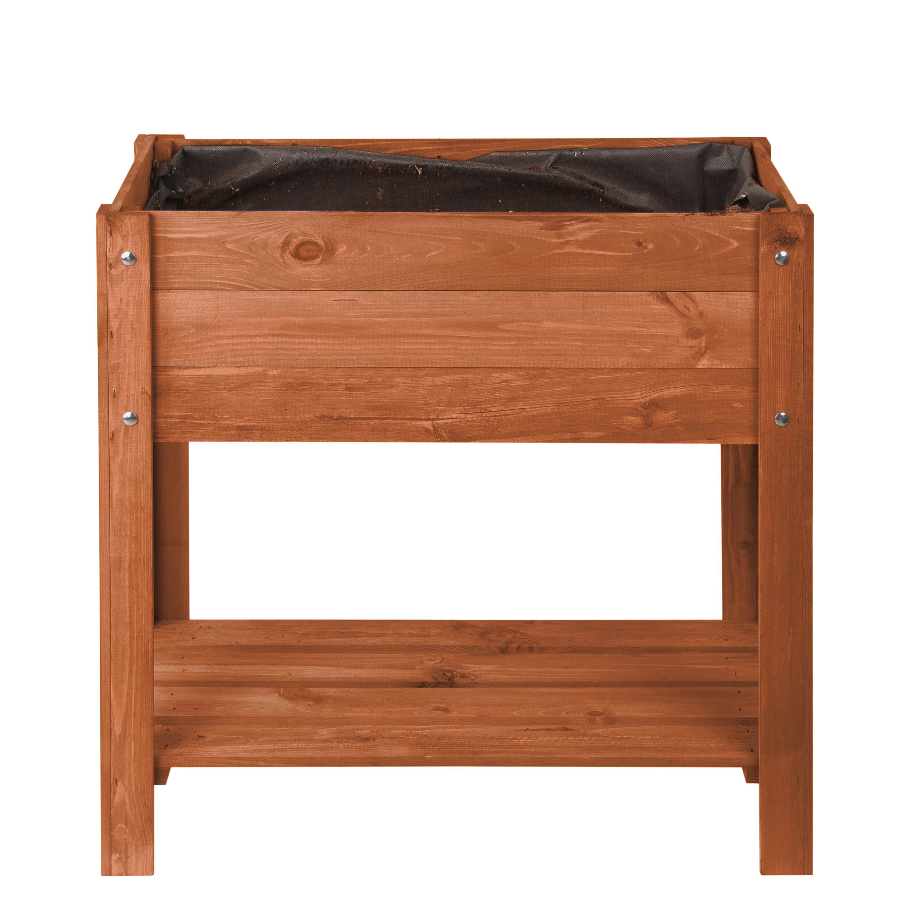 Hochbeet Echtholz Kiefer Mit Ablage 80,5x78,5x40 Cm Braun - Dunkelbraun, Basics, Holz (80,5/78,5/40cm)