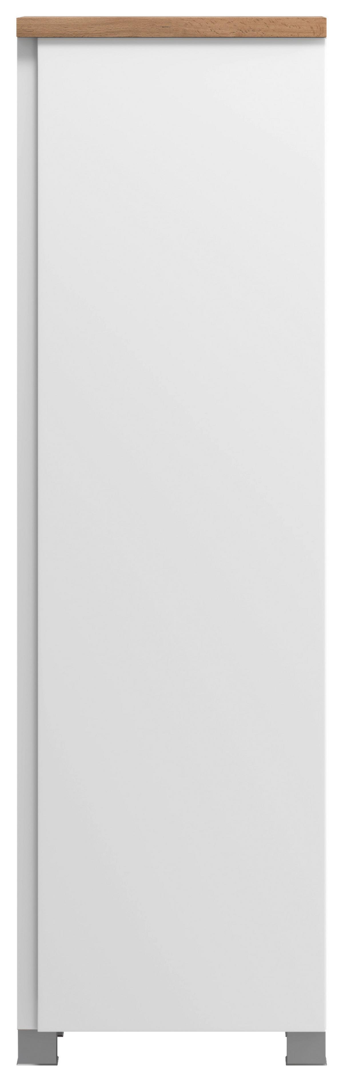Midischrank Arosa B: 40 cm Weiß/Eiche Dekor - Silberfarben/Eiche Wotan, MODERN, Holzwerkstoff (40/130/35cm) - Held