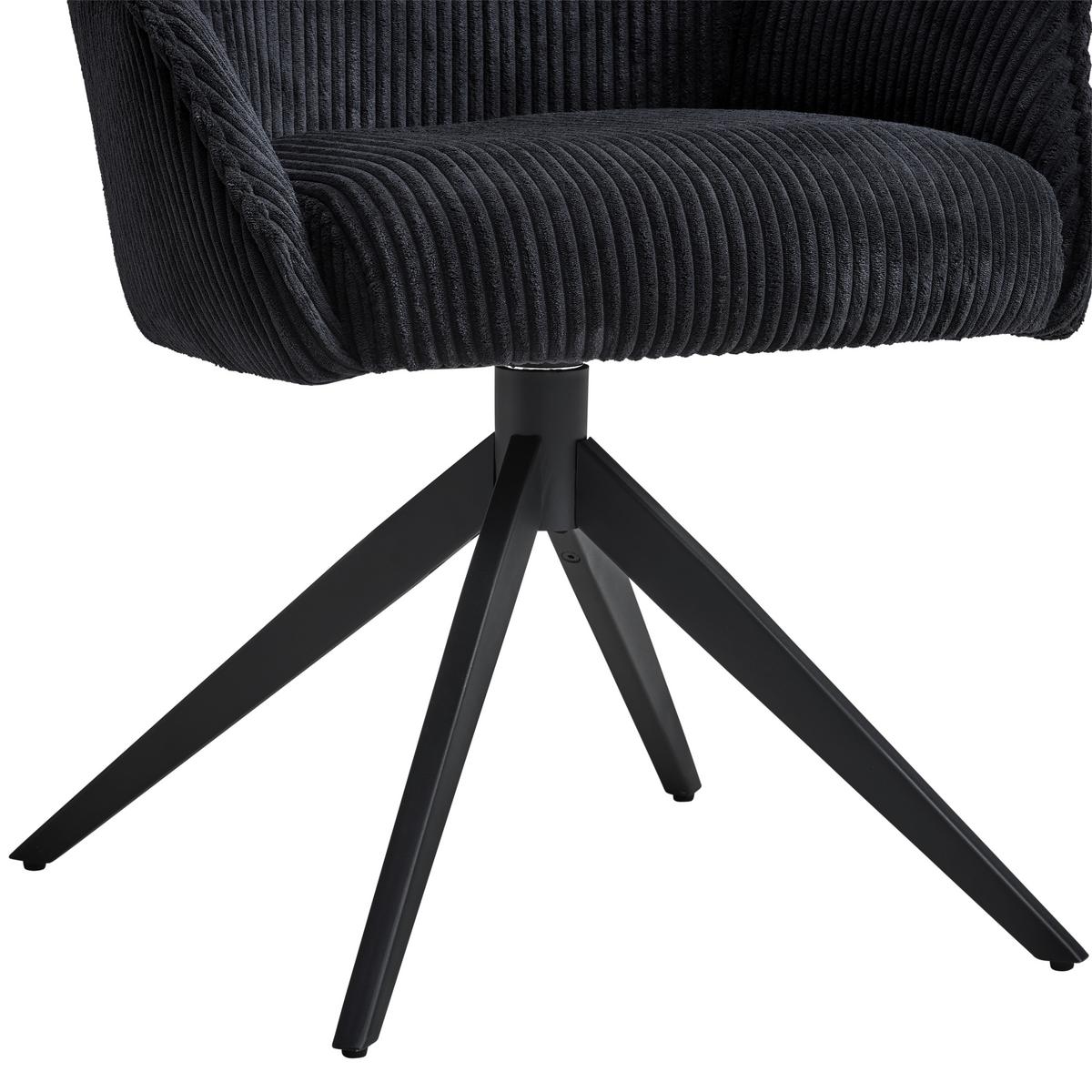 Armlehnstuhl Yuki Schwarz Gepolstert - Schwarz, LIFESTYLE, Textil/Metall (61/87/65cm) - MID.YOU