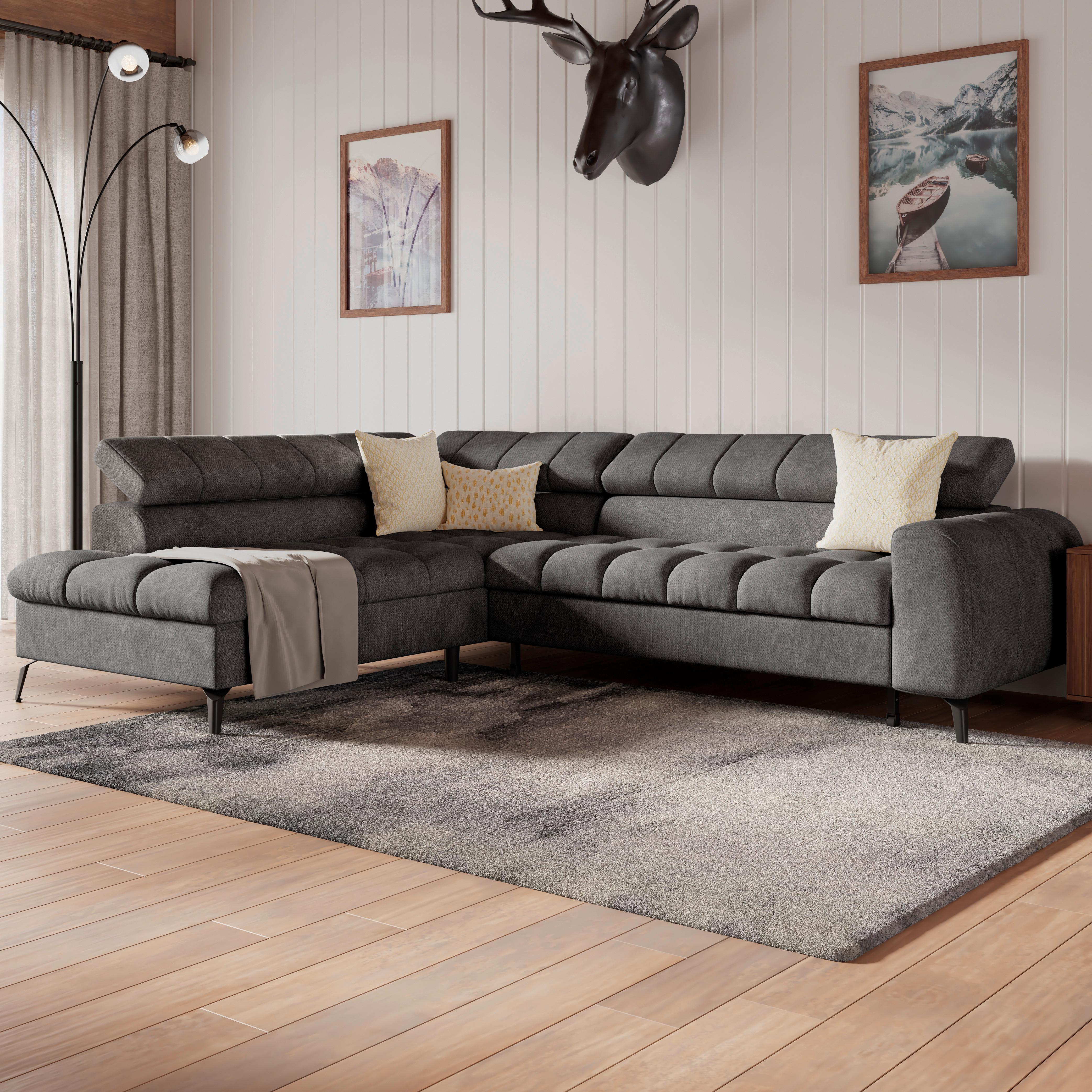 Ecksofa Volf Links New Anthrazit, S: 203x261 Cm - Anthrazit/Schwarz, Trend, Kunststoff/Textil (203/261cm)