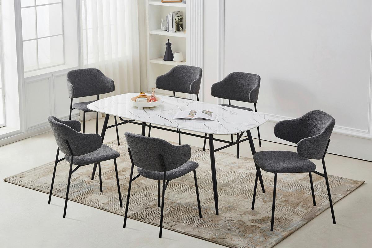 Armlehnstuhl-set Dunkelgrau B: 54cm 2-Teilig - Dunkelgrau/Schwarz, MODERN, Textil/Metall (54/83/59cm) - Livetastic