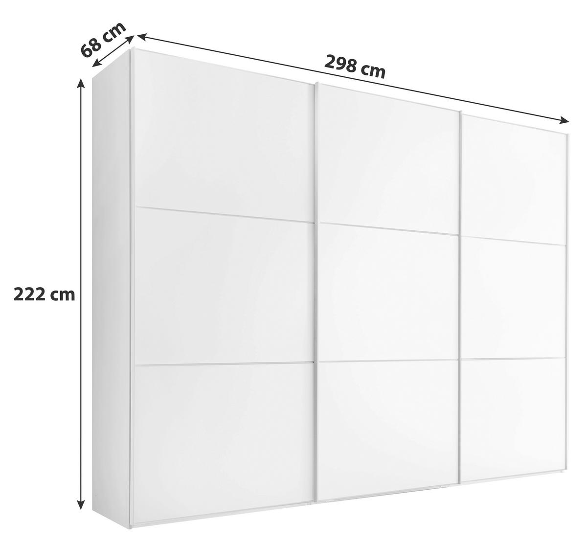 Schwebetürenschrank 298 Cm Includo, Weiß - Weiß, MODERN (298/222/68cm) - MID.YOU