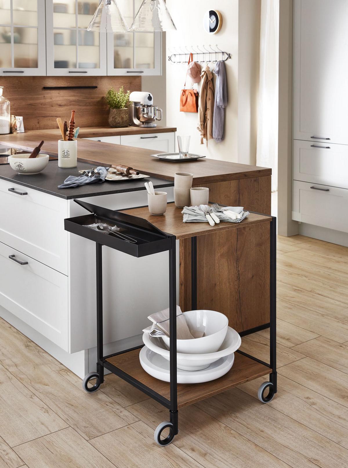 Beépíthető Konyha Neapel - tölgyfa színű/fekete, Modern, faalapú anyag - Vertico