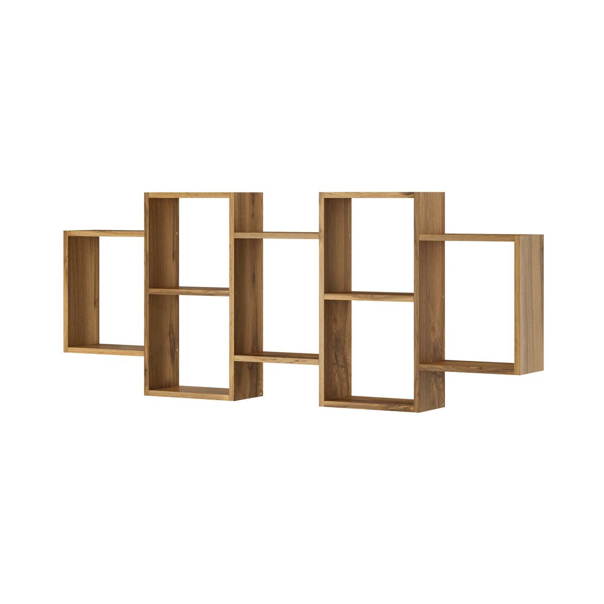 Wandregal Trio Eiche Wotan Dekor B: 160,8cm - Eiche Wotan, Basics, Holzwerkstoff (160,8/65/18cm)