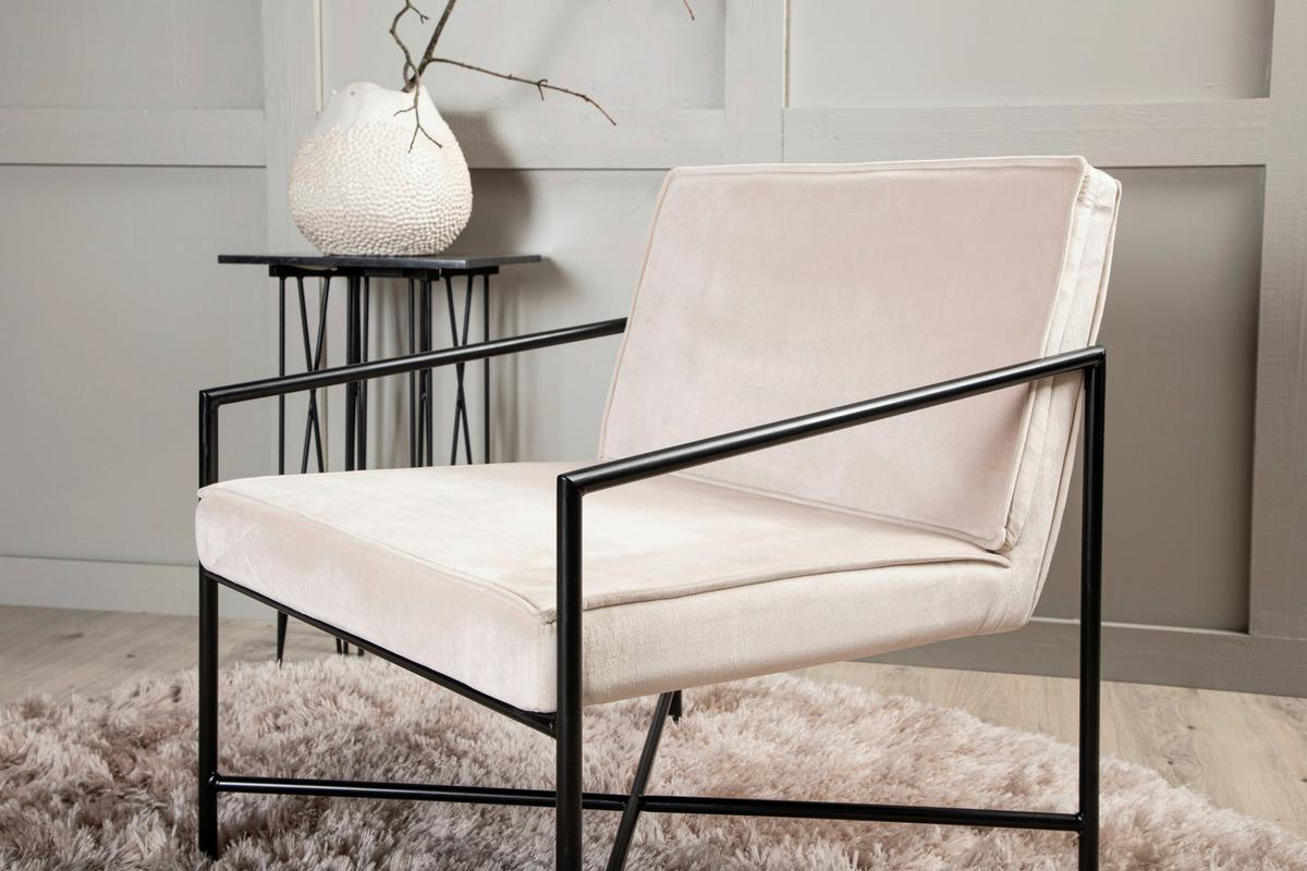 Sessel Rakel - Beige/Schwarz, Design, Textil/Metall (66/78/65cm) - Livetastic