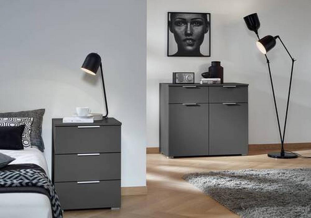 Kommode B: 93 Cm Alabama, Grau - Alufarben/Grau, MODERN, Holzwerkstoff (93/81/42cm) - Rauch Möbel