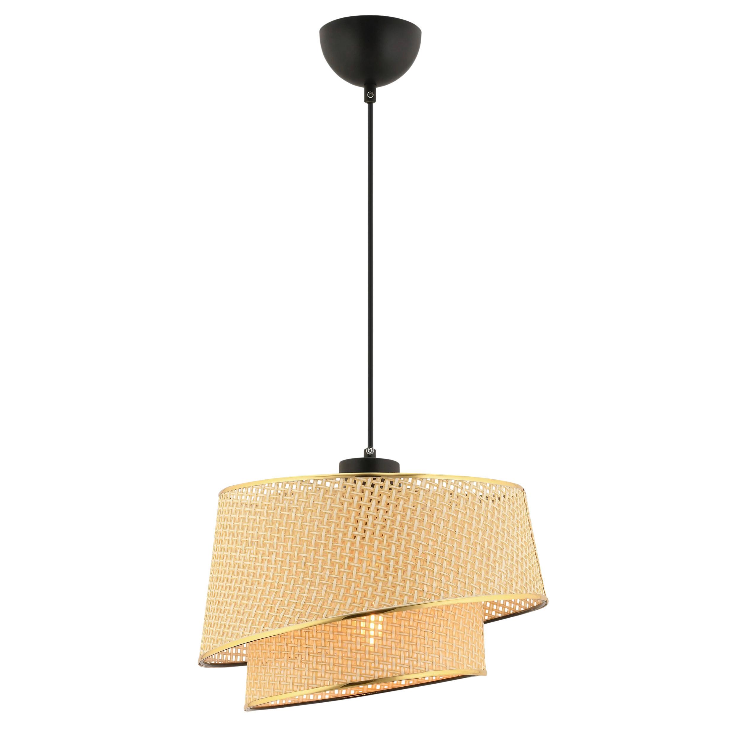 Hängeleuchte, E27 Barette Hazeran - Camel, Gold - Beige/Goldfarben, Design, Textil/Metall (32/65cm) - P & B