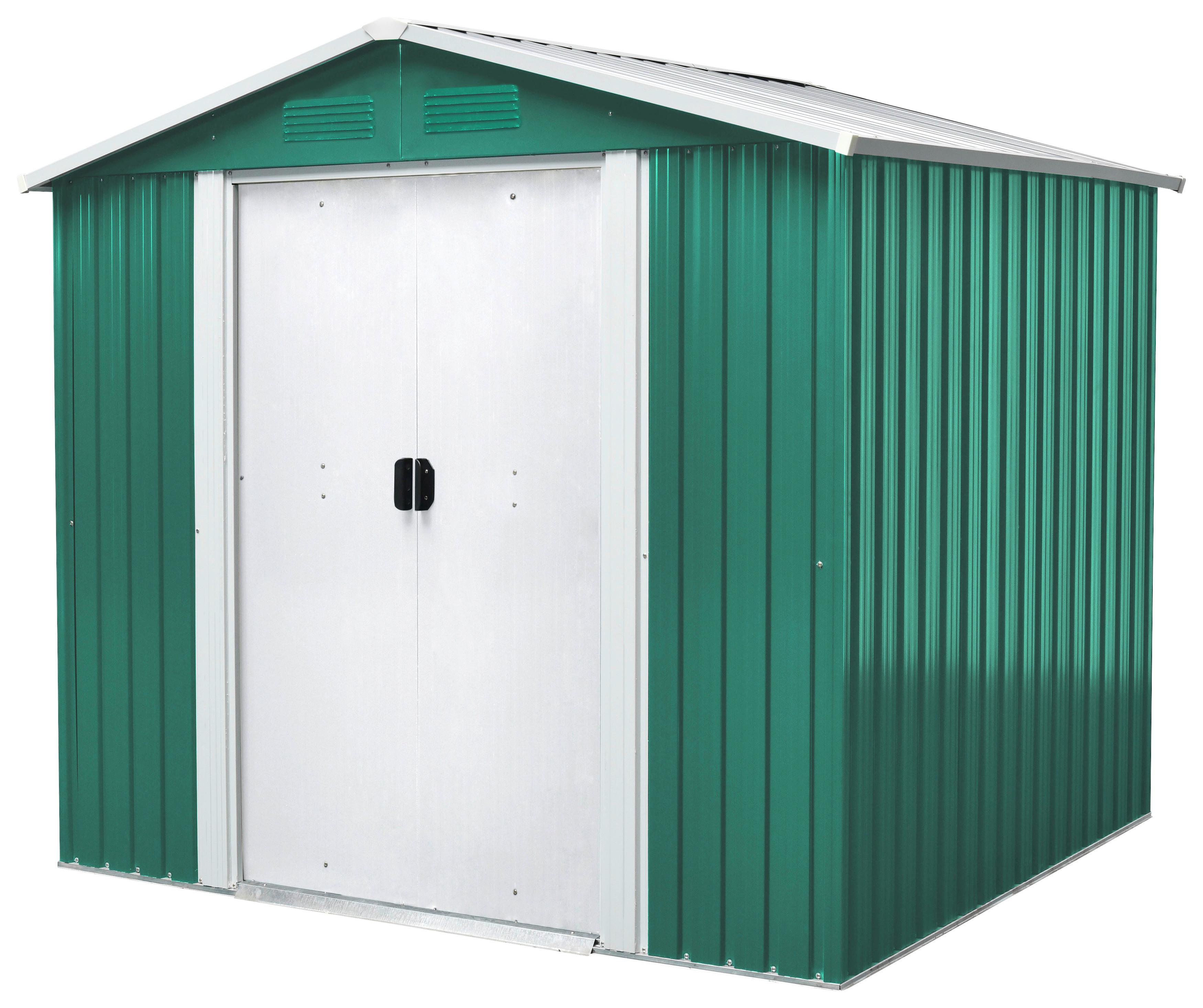 Gerätehaus ohne Boden 236x190x174 - Weiß/Grün, Basics, Metall (236/190/174cm)