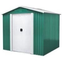 Gerätehaus Ohne Boden 236x190x174 - Weiß/Grün, Basics, Metall (236/190/174cm)