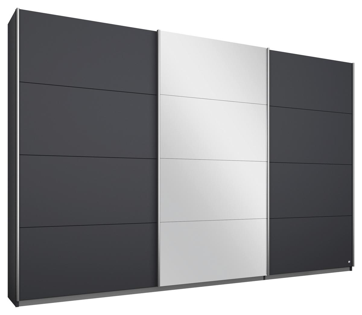 Schwebetürenschrank mit Spiegel B: 271 cm Miami, Grau Metallic - Grau, MODERN, Holzwerkstoff (271/210/62cm) - Luca Bessoni