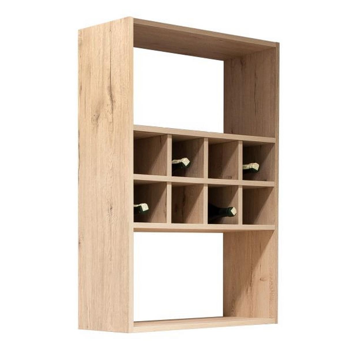 REGÁL NA VÍNO MILANO - barvy dubu, dřevo (60/93,7/30cm)