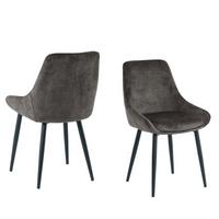 ARMLEHNSTUHL-SET Schwarz/Dunkelgrau 2-teilig - Dunkelgrau/Schwarz, MODERN, Textil/Metall (48/84/57cm) - MID.YOU