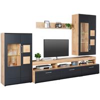 OBÝVACÍ STĚNA SONATE - černá/barvy dubu, Konvenční, kov/kompozitní dřevo (330/208/52cm) - Mömax