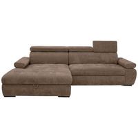 Rohová sedačka VEGAS, levá, hnědá žinylka - černá/hnědá, Design, dřevo/textil (173/294cm)