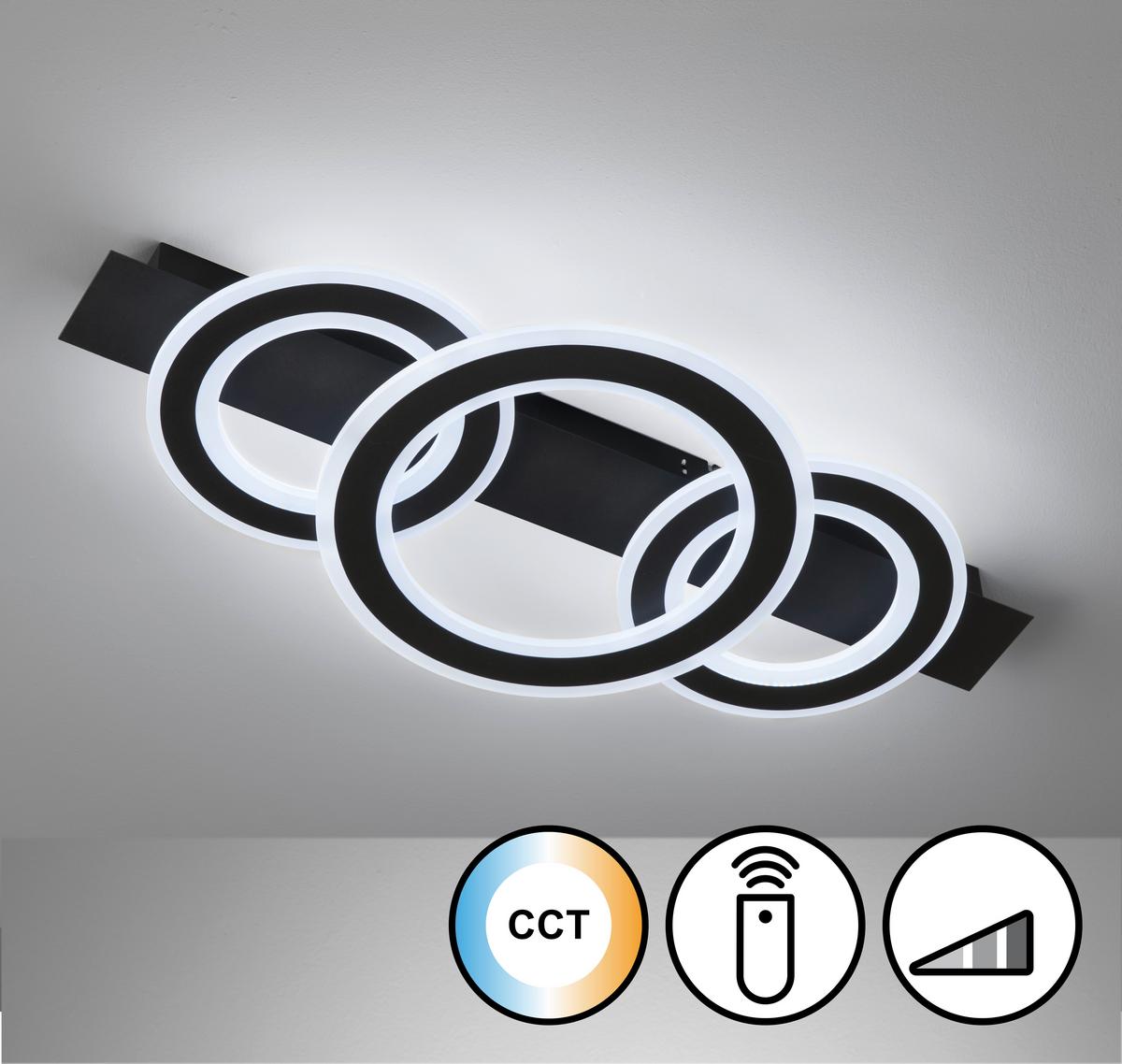 LED-Deckenleuchte 21434 Circle - Schwarz/Weiß, Design, Metall (76,5/36/8cm) - Fischer & Honsel