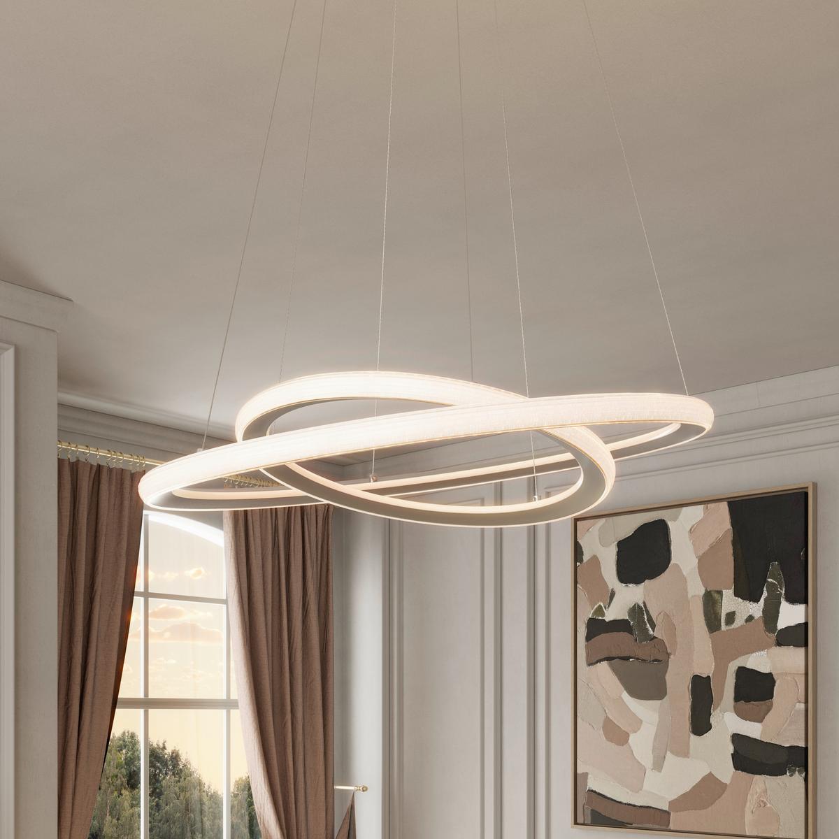 LED-HÄNGELEUCHTE CAPRICE - Champagner, Basics, Kunststoff/Metall (61/120cm) - Luca Bessoni