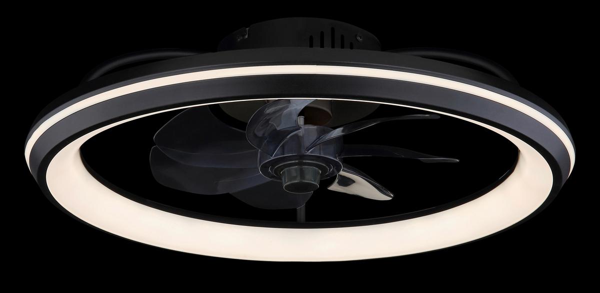 Deckenventilator 03643 - Opal/Schwarz, Design, Kunststoff/Metall (50/14cm) - Globo