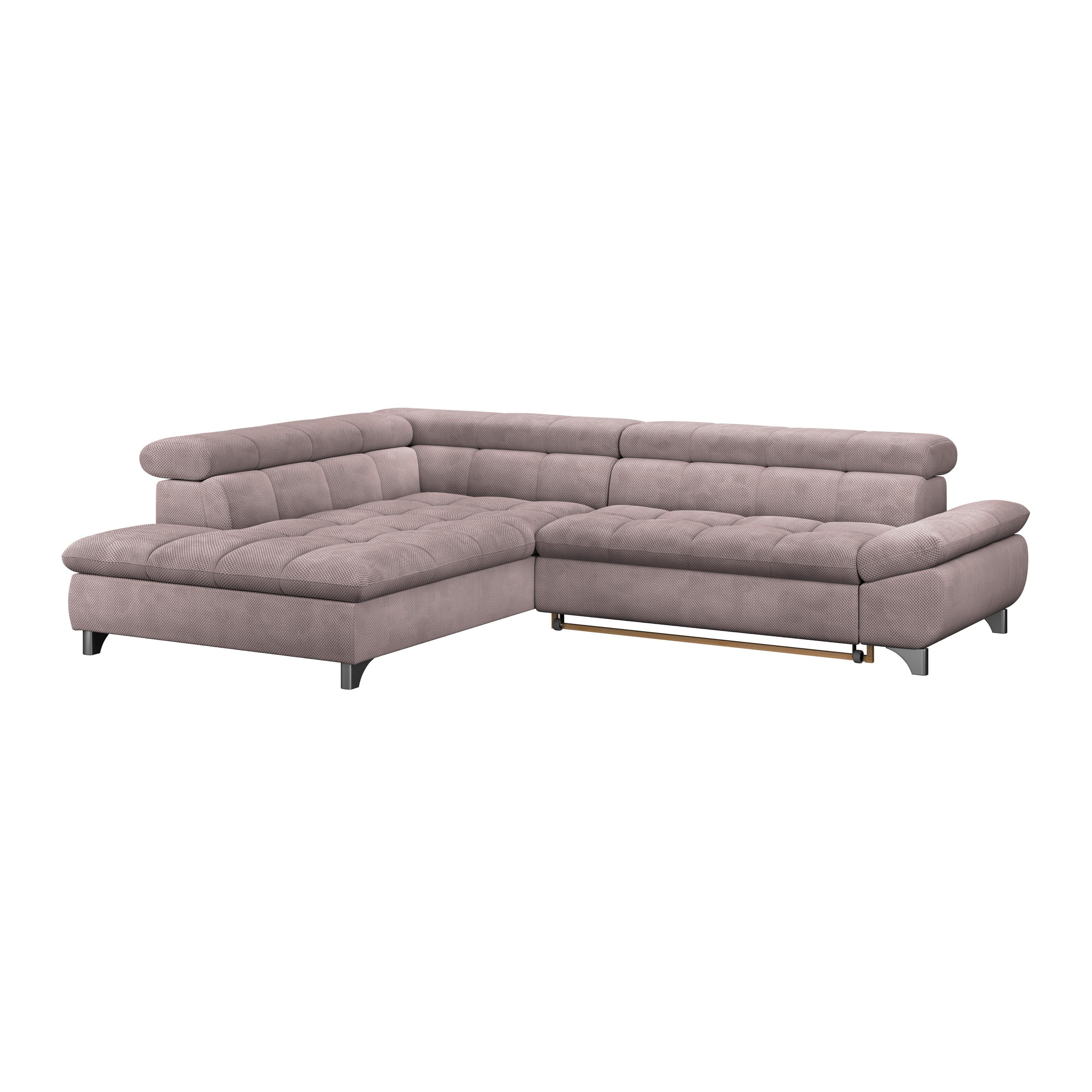 Eckbank Gemini Rosa, B: 234cm - Chromfarben/Rosa, KONVENTIONELL, Textil (234/312cm)