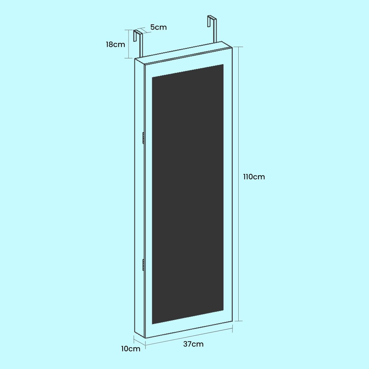 Schmuckschrank Weiß B: 37 Cm - Weiß, Basics, Holzwerkstoff/Metall (37/110/10cm)