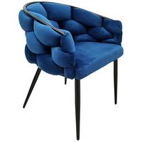 Armlehnstuhl Grace Blau /Schwarz Gepolstert 2er-Set - Blau/Schwarz, MODERN, Textil/Metall (65/79/61cm) - Kayoom