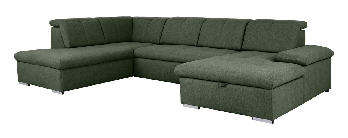 Wohnlandssschaft Grün U: 215x328x173 cm - Grau/Grün, Design, Textil (215/328/173cm) - MID.YOU