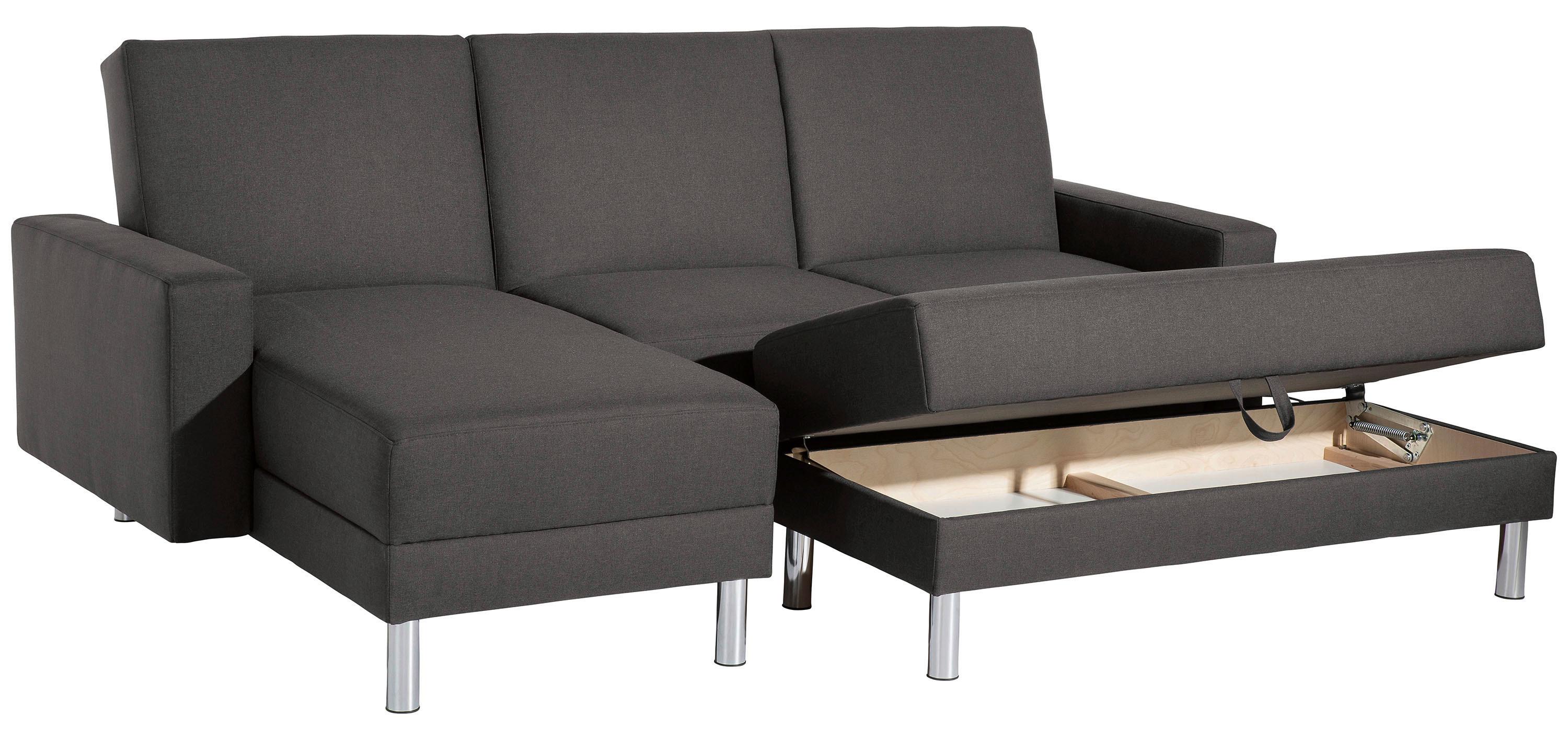 Ecksofa Mit Schlaffunktion Just Fashion Anthrazit - Chromfarben/Anthrazit, KONVENTIONELL, Textil (152/230cm) - Max Winzer