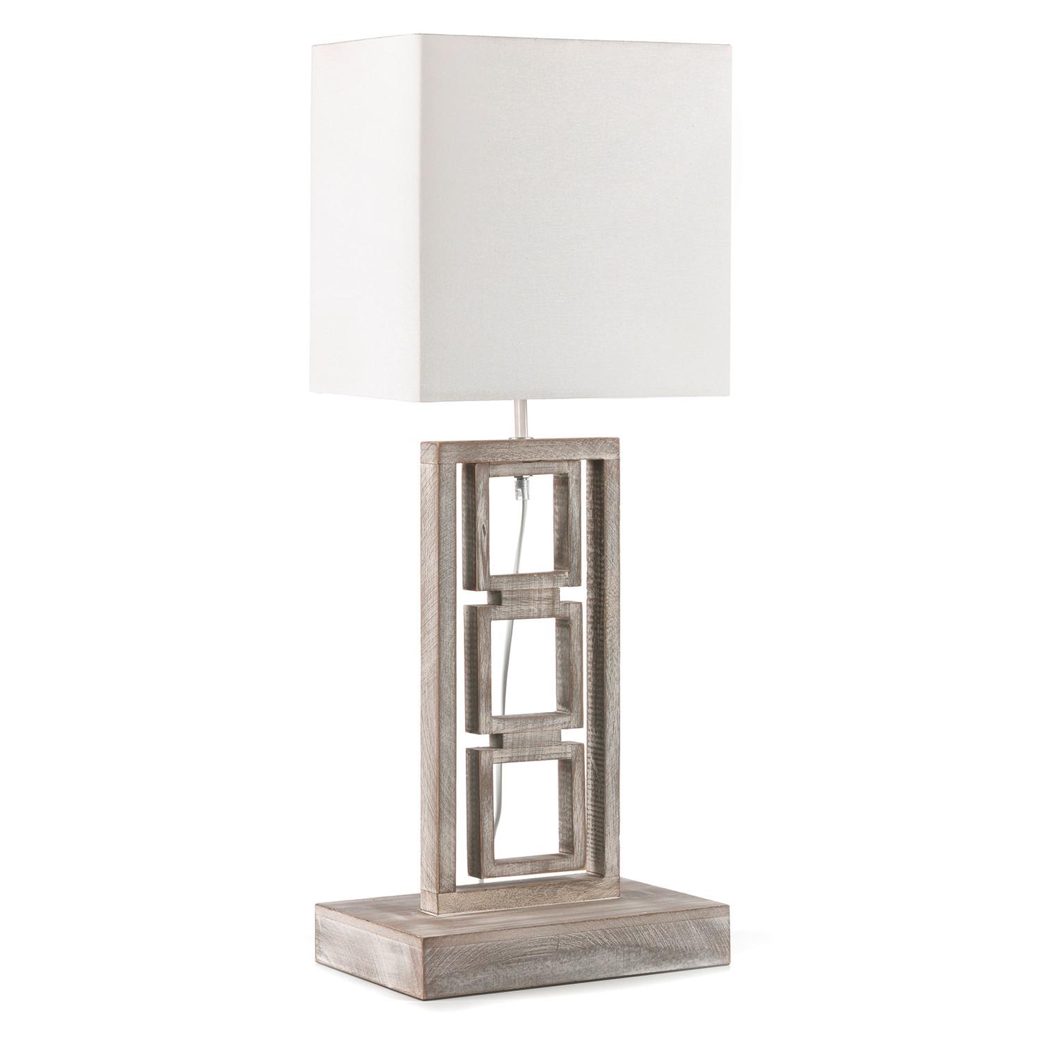 Tischleuchte 5038/Lg - Grau, Design, Holz/Textil (30/20/75cm)