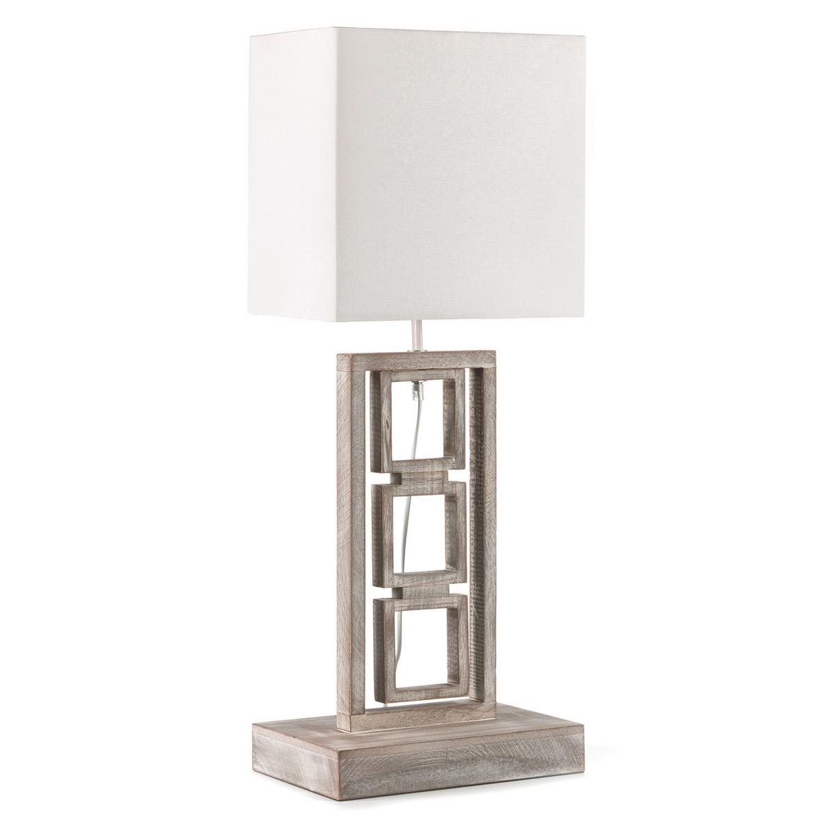 Tischleuchte 5038/Lg - Grau, Design, Holz/Textil (30/20/75cm)