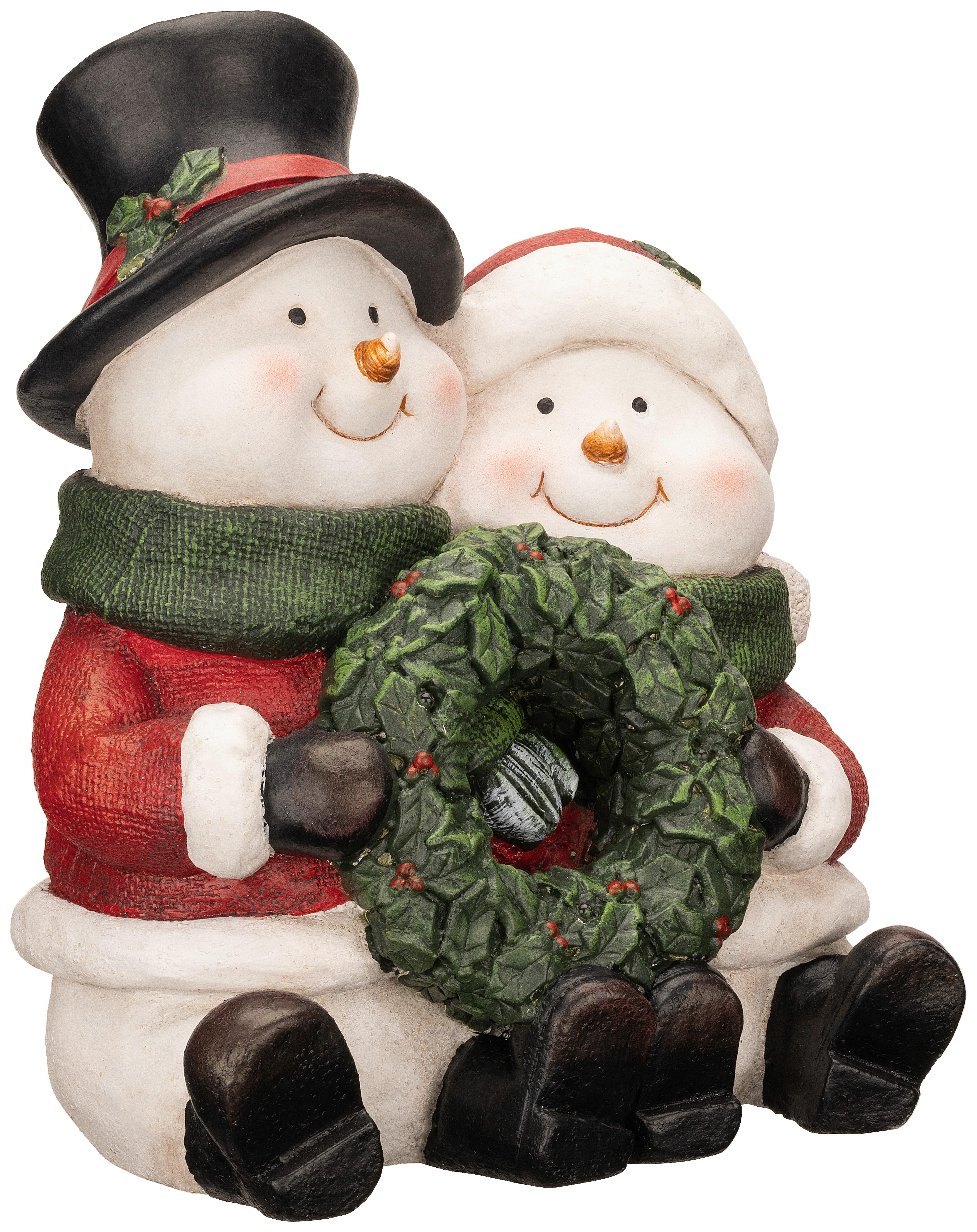 Schneemann Gerald - Rot/Schwarz, KONVENTIONELL, Stein (26,5/18/31,5cm) - Luca Bessoni