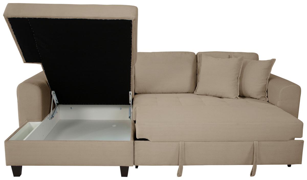 Ecksofa Moritz Graubraun  S: ca. 155x265 cm - Hellbraun, Trend, Textil (155/265cm)
