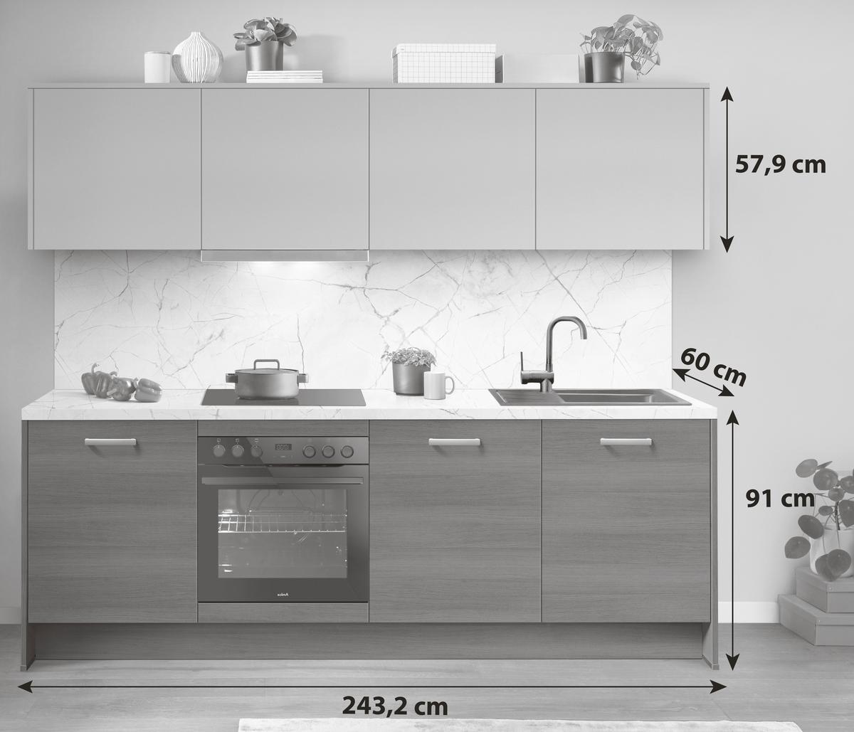KÜCHENBLOCK IP2200 - Eiche dunkel/Karamell, MODERN, Holzwerkstoff (243,2cm) - Impuls