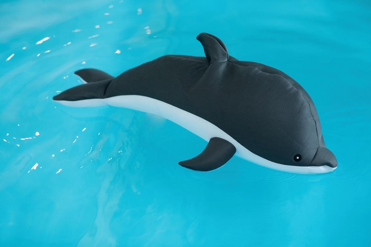 Schwimmtier Delphin Dunkelgrau, L/B/H: 40x102x36cm - Dunkelgrau, KONVENTIONELL, Textil (40/102/36cm)