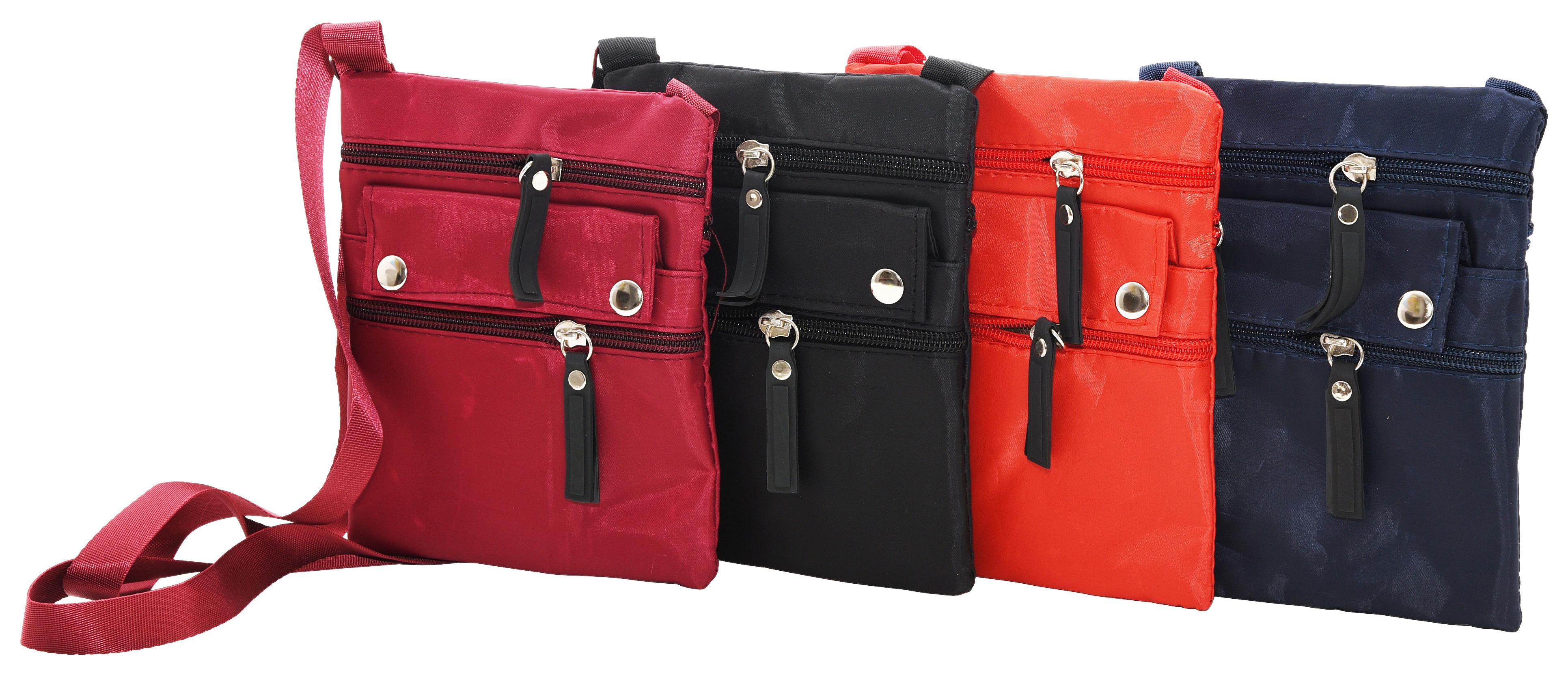 Schultertasche Tobi Versch. Farben verstellbarer Gurt - Blau/Bordeaux, Basics, Kunststoff (18/14/2cm)