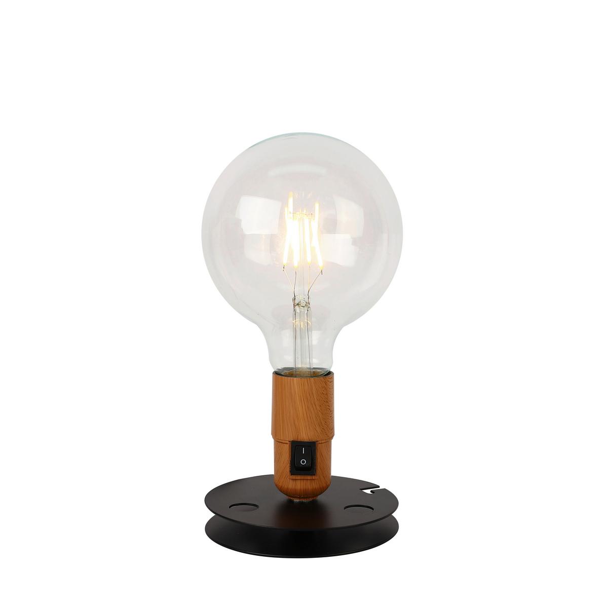 Tischlampe Schwarz Mit Schalter - Schwarz, KONVENTIONELL, Metall (12/9cm) - Globo