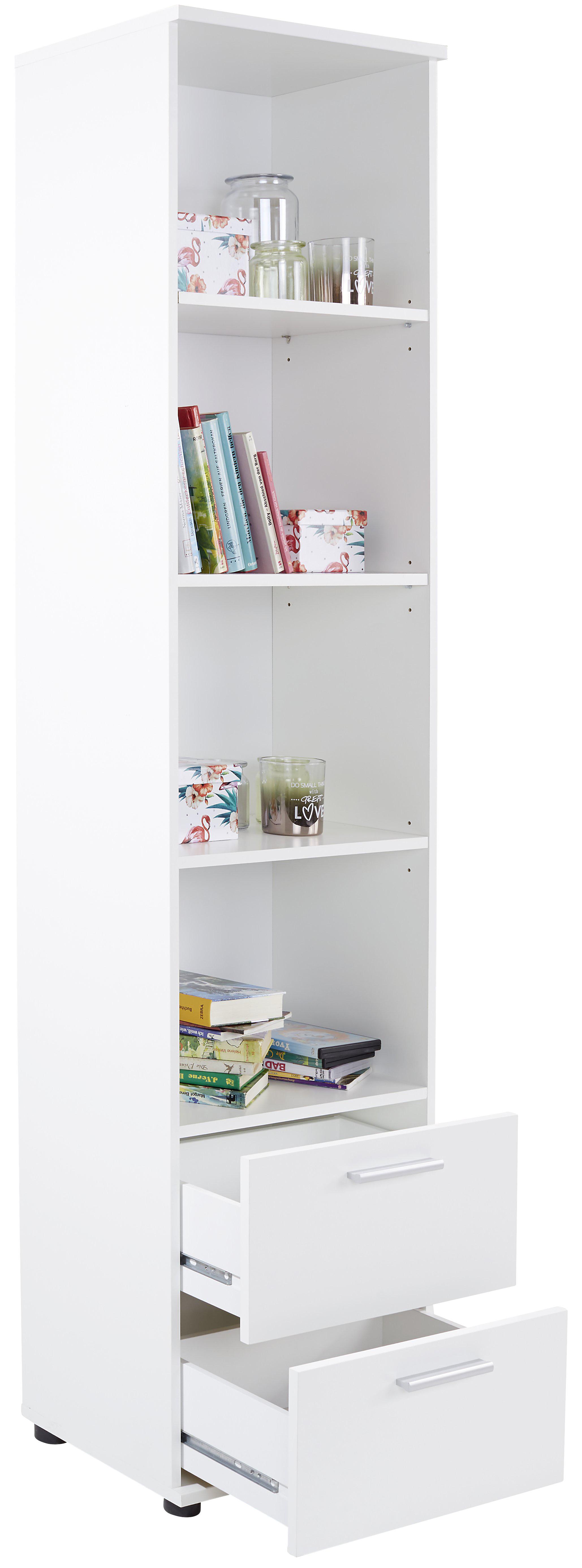 STOJACÍ REGÁL STAR - bílá/barvy stříbra, Konvenční, kompozitní dřevo/plast (48/191/33,2cm)