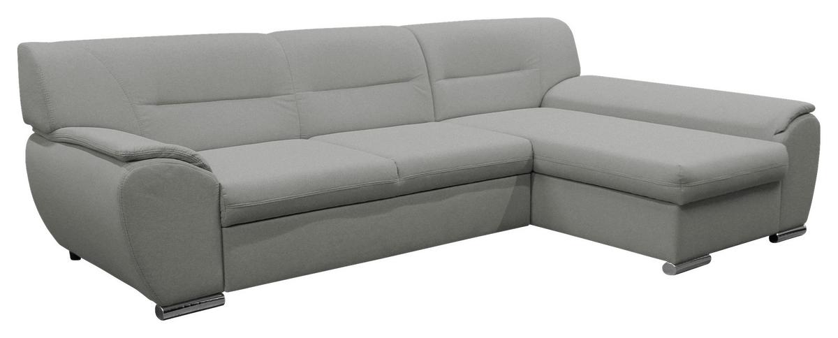 Veratti New Hellgrau Inkl. Schlaffunktion Ottomane Rechts - Silberfarben/Hellgrau, Design, Textil (281/167cm) - MID.YOU
