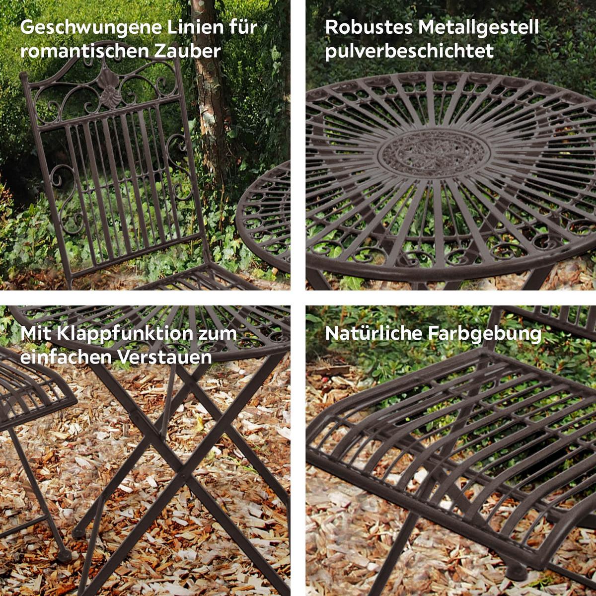 Balkonmöbel Set Mangan Metall - Rostfarben, Basics, Metall (40/92/39cm) - Gardenson