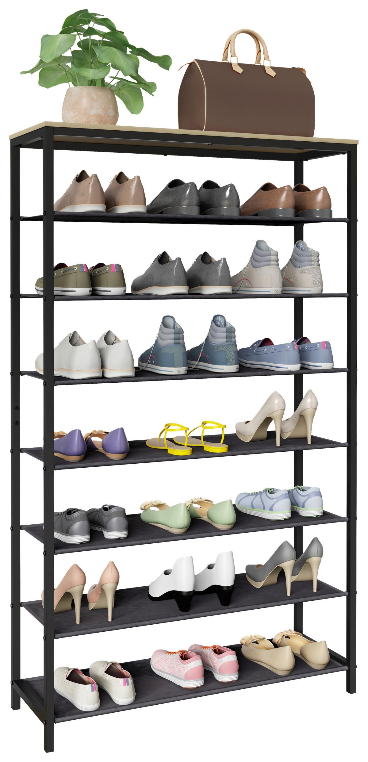 Schuhregal Taliro Schwarz Honigeiche Dekor - Honigeiche/Schwarz, Design, Holzwerkstoff/Metall (90/152/30cm) - MID.YOU