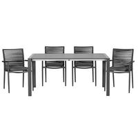 Gartenset 5--teilig. Metall/Textil /Kunststoff/Holzwerkstoff - Dunkelgrau/Anthrazit, Basics, Holzwerkstoff/Kunststoff (180+68/98/74cm) - Acamp