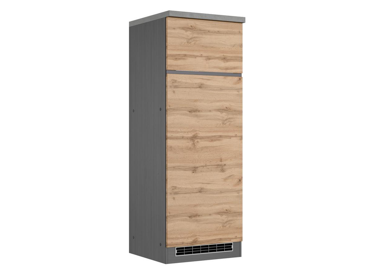 Kühlschrank-umbauschrank Turin 60 Cm Graphitfarben/eiche - Eiche Wotan/Graphitfarben, Design, Holzwerkstoff (60/166/60cm) - Held