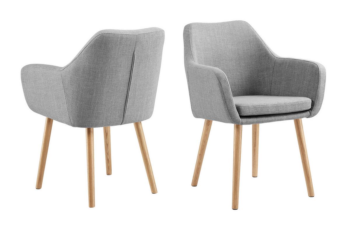 Armlehnstuhl Hellgrau B: 62cm - Hellgrau/Naturfarben, MODERN, Holz/Textil (62/84/60cm) - Livetastic