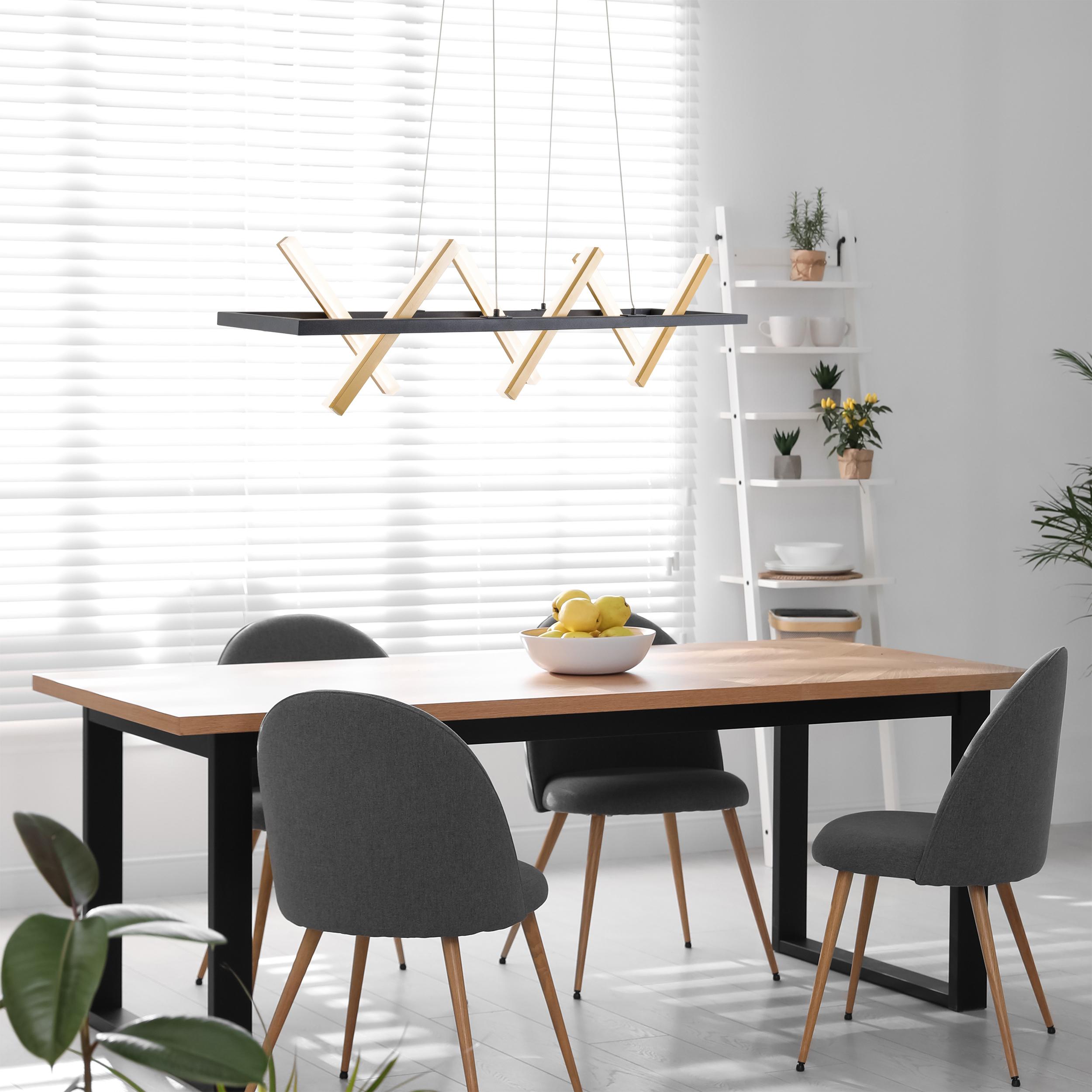 LED-Hängeleuchte Cadice H: 132 cm Schwarz/Goldfarben - Goldfarben/Schwarz, Design, Kunststoff/Metall (100/54/132cm) - Näve