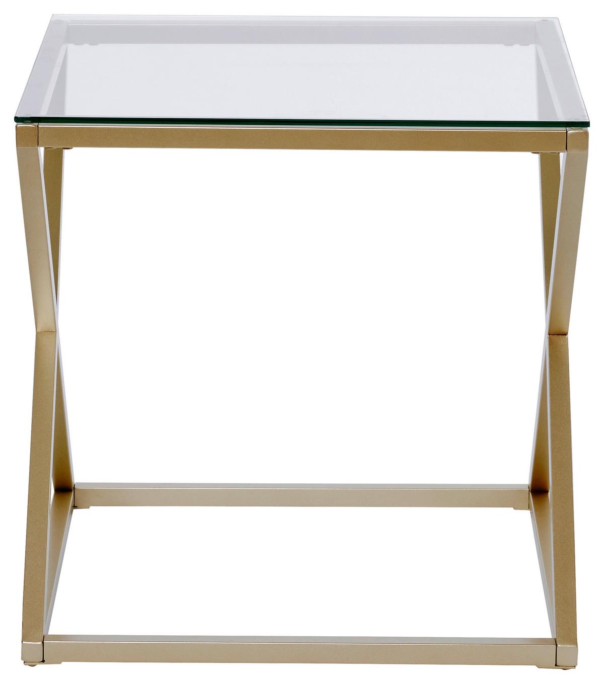 Beistelltisch Xtra By Side - Klar/Goldfarben, MODERN, Glas/Metall (50/50/50cm) - Livetastic