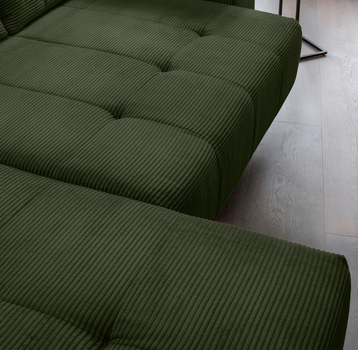 Ecksofa Fiore Dunkelgrün S: 200x272 cm - Dunkelgrün/Schwarz, MODERN, Textil (200/272cm) - Livetastic
