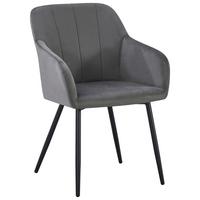 Armlehnstuhl Jenke Samt Anthrazit, B: 56 cm - Anthrazit/Schwarz, KONVENTIONELL, Textil/Metall (56/82/62cm) - Nedis SmartLife