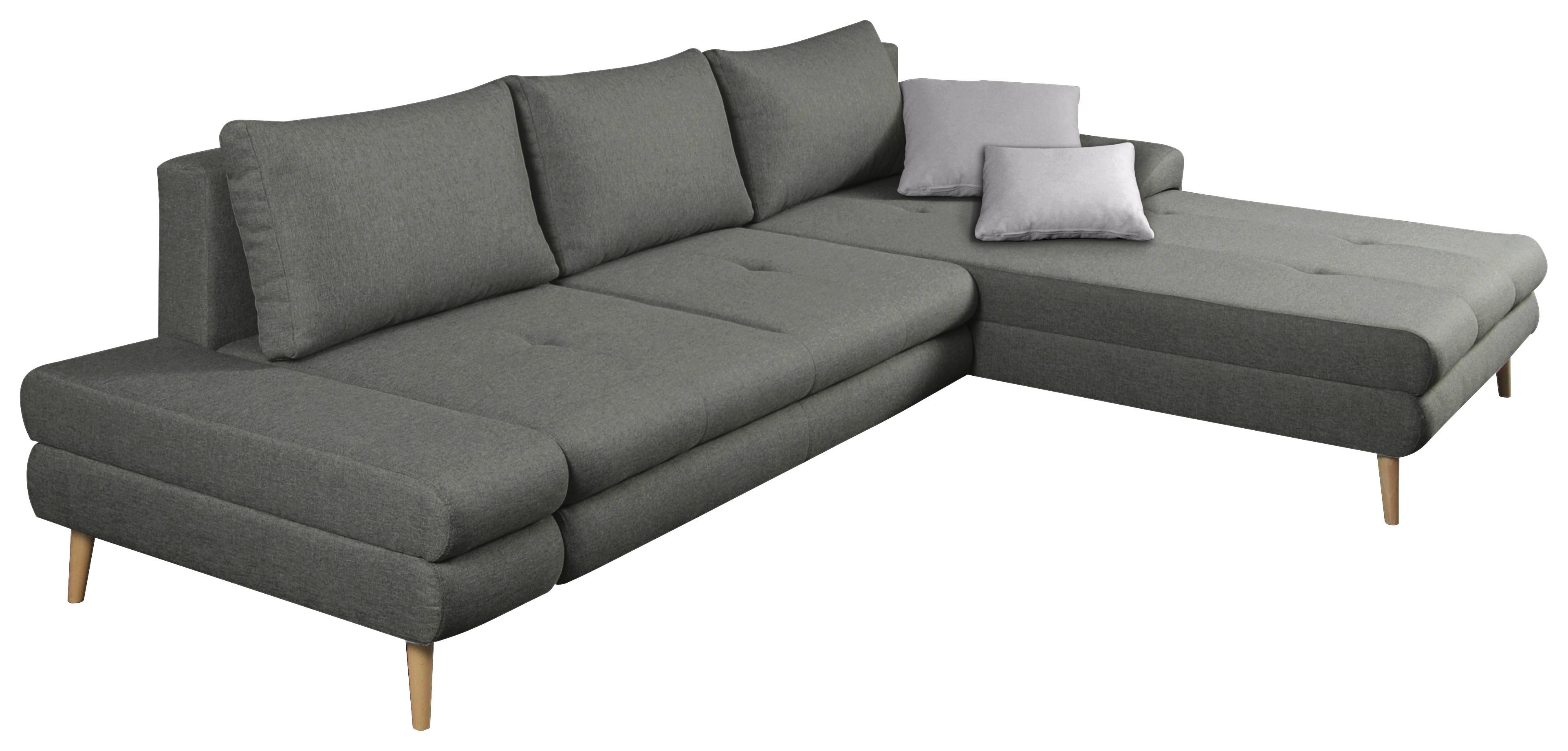Ecksofa mit Schlaffunktion Floby Stauraum Grau - Erlefarben/Hellgrau, Trend, Textil (313/215cm) - MID.YOU