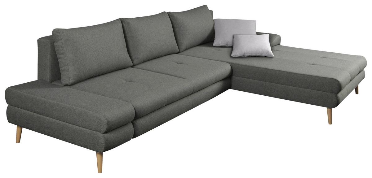 Ecksofa mit Schlaffunktion Floby Stauraum Grau - Erlefarben/Hellgrau, Trend, Textil (313/215cm) - MID.YOU