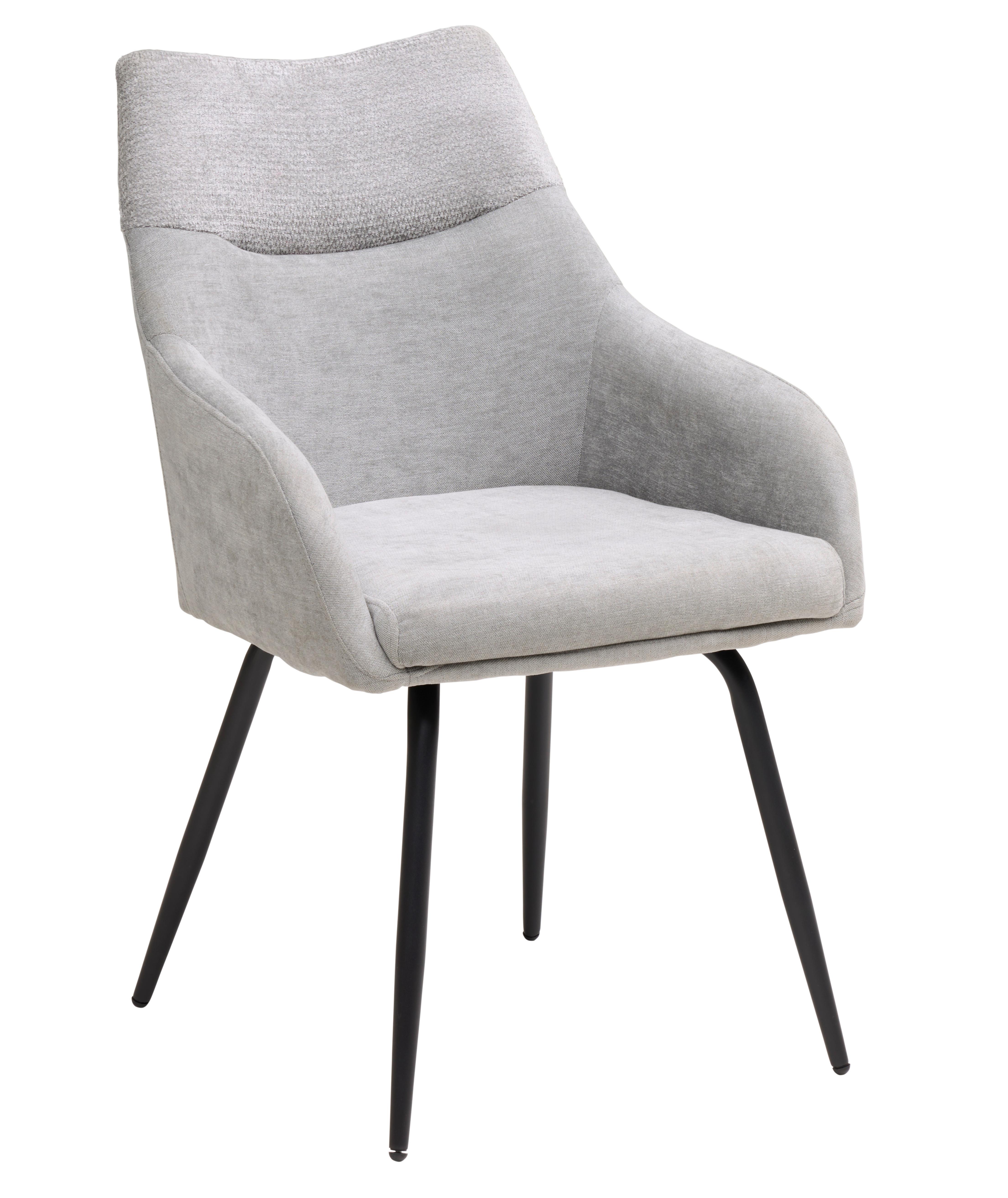 Armlehnstuhl Dali Grau/schwarz B: 60 Cm - Schwarz/Grau, Basics, Textil/Metall (60/86/55cm) - Livetastic